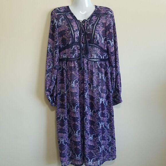Xhiliration Purple Floral Print Dress Sz small - Picture 4 of 6
